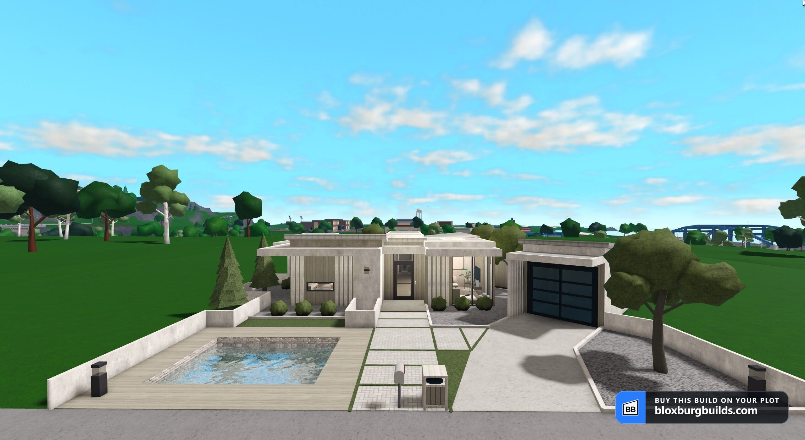 Bloxburg house - Courtyard Glass House, view 1