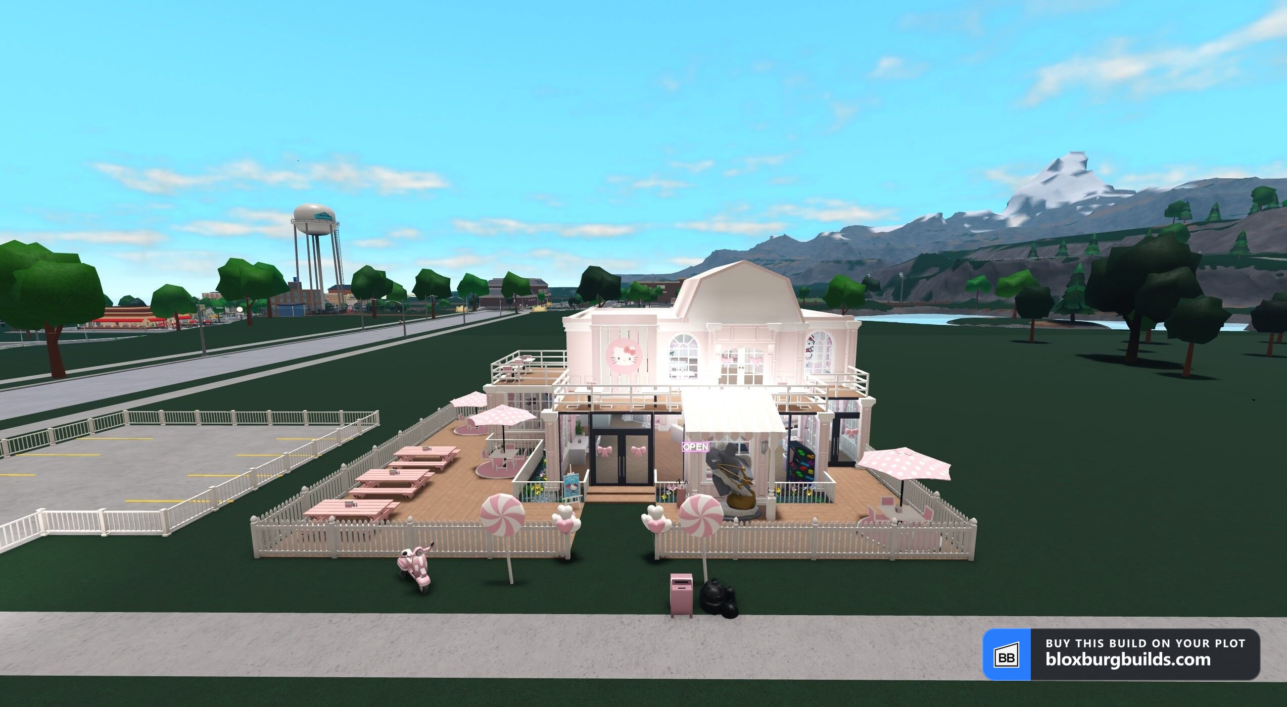 Bloxburg business build - Hello Kitty Cafe, view 1