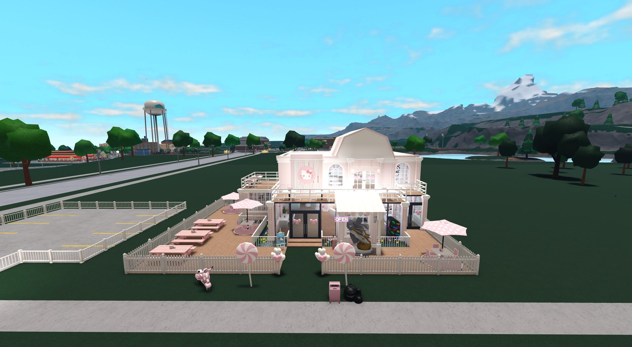 Hello Kitty Cafe, a Welcome to Bloxburg businesses build