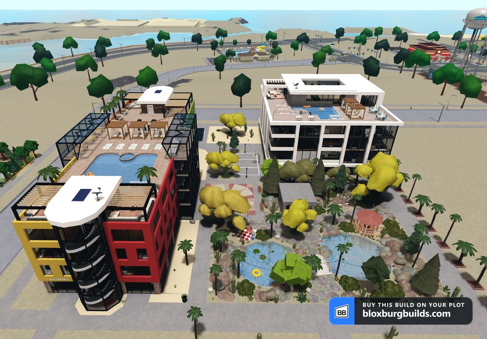 Bloxburg build - Saguaro Academy Dorms, view 1