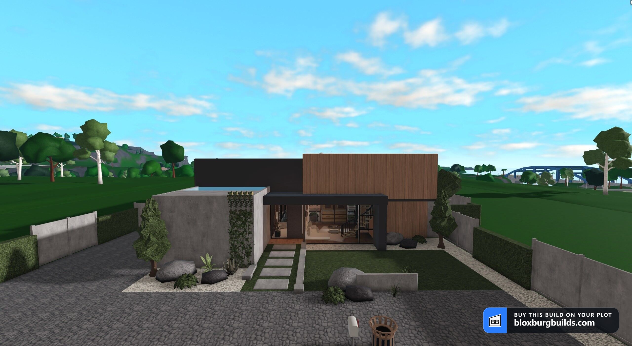 Bloxburg house - Timber Courtyard House, view 1